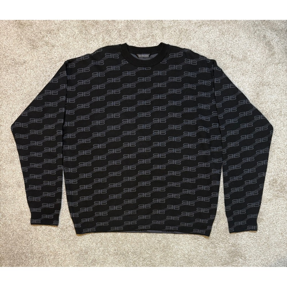Balenciaga BB Monogram Wool Knit Sweater Fits Size XL